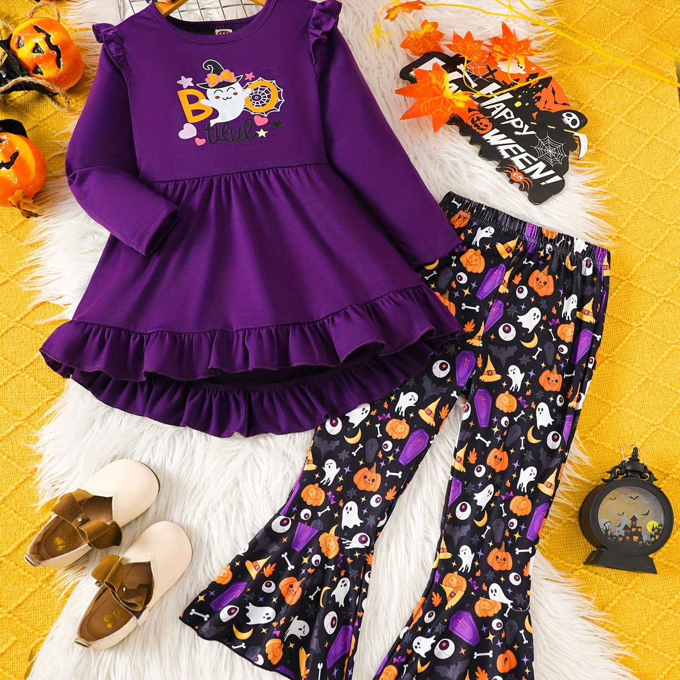 

de déguisement d'Halloween , et leggings en à longues, nœud à sur le devant, ourlet à , d'extérieur -hiver filles