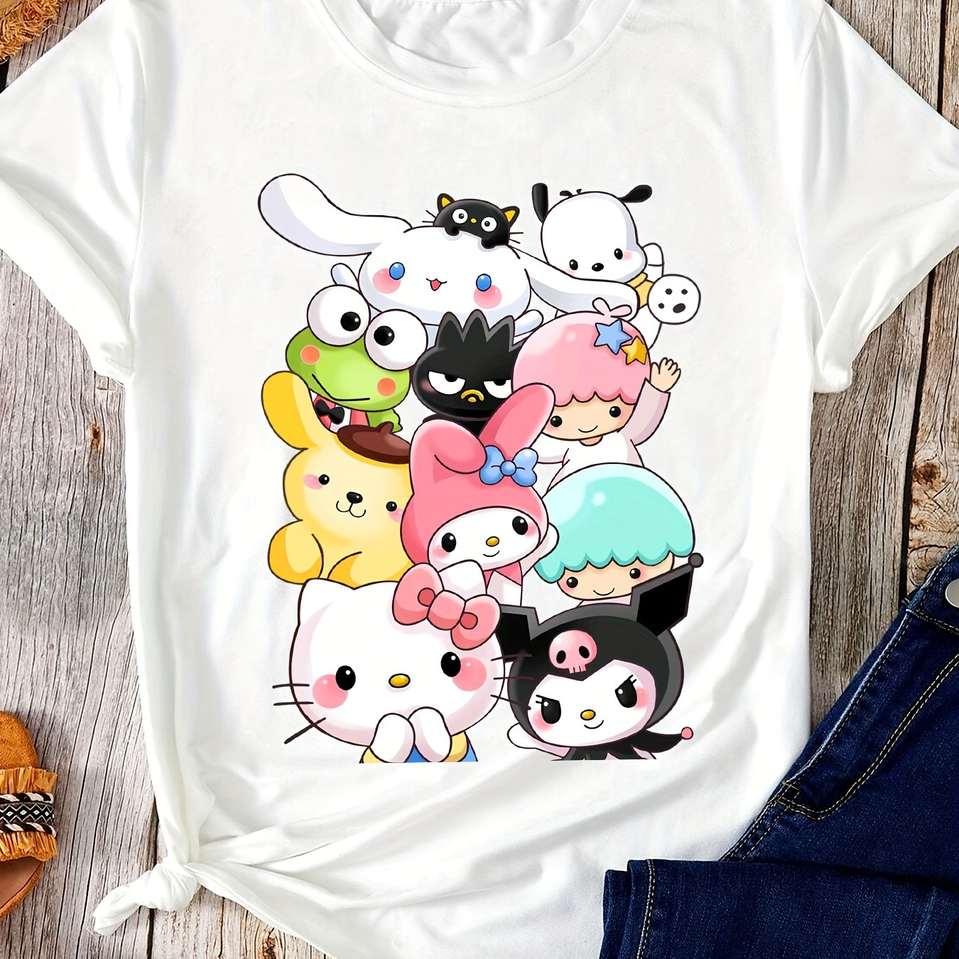 

Sanrio Hello Kitty Kuromi Cinnamoroll My Melody Shirts Pumpkins Spiders T-shirt For Men Women Shirt Christmas Funny Shirt For Team Family Melody Pom Pom Pochacco Shirt 220g T