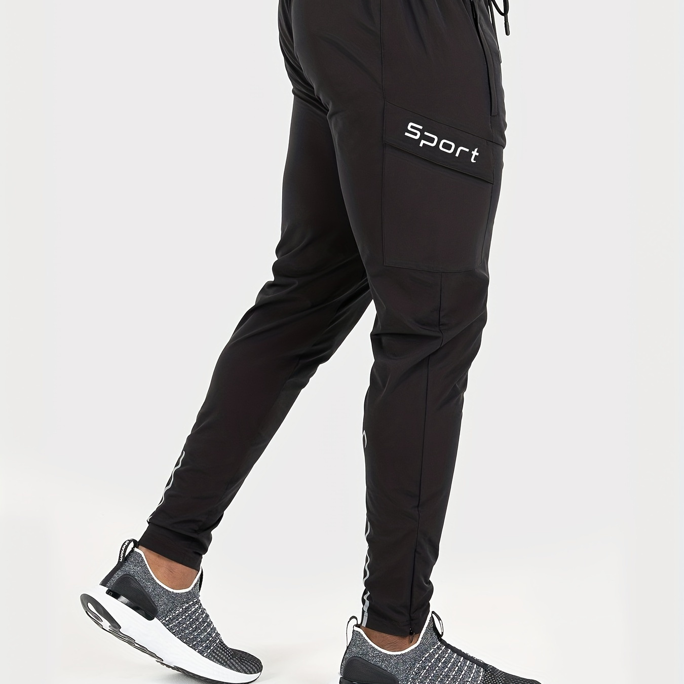 

Men's Athletic Jogger Pants - Sport Print, Breathable & Waterproof Polyester Blend, With Drawstring Waist - Ideal For Running, Hiking, Golf - Wear