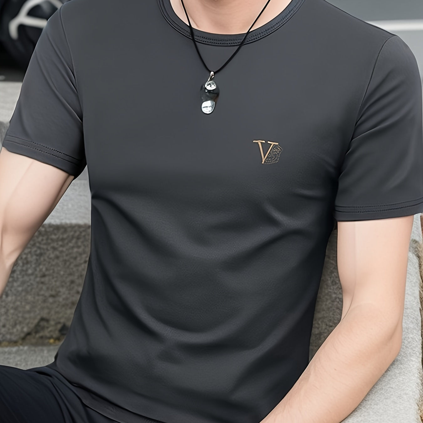 

Men's Crew Neck T-shirt For Summer, Men's Soft Short Sleeve Top, Stylish Comfy Tee For Casual Wear