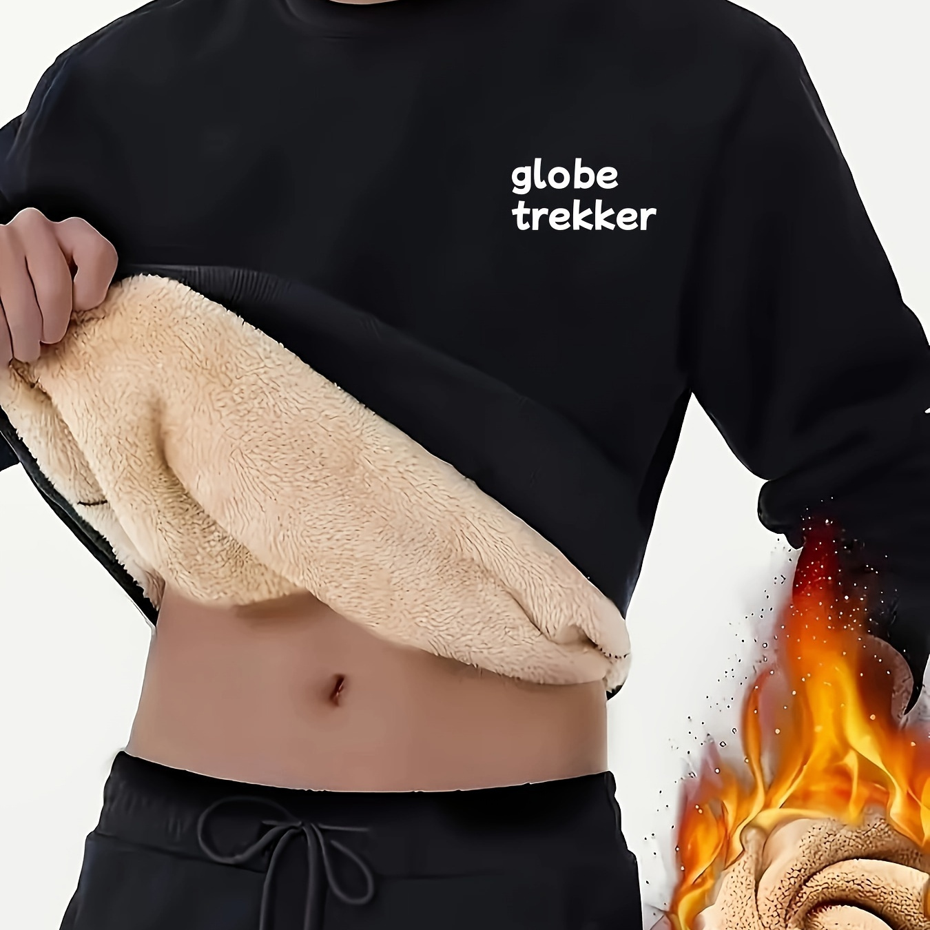

Men's Casual Crew Neck Sweatshirt With Stylish Letter Print, Trendy Long Sleeve Warm Fleece Pullover Top For