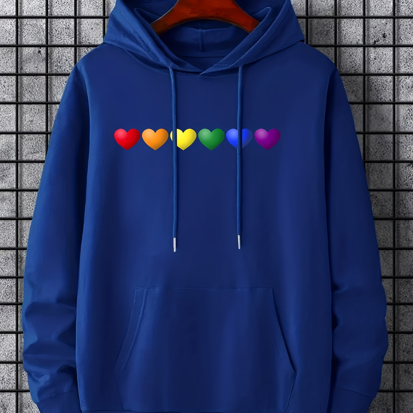 

Rainbow Colors Heart Print Hoodie, Pride Month Hoodies For Men, Men’s Casual Graphic Design Lgbt Pullover Hooded Sweatshirt With Kangaroo Pocket For Spring Fall, As Gifts