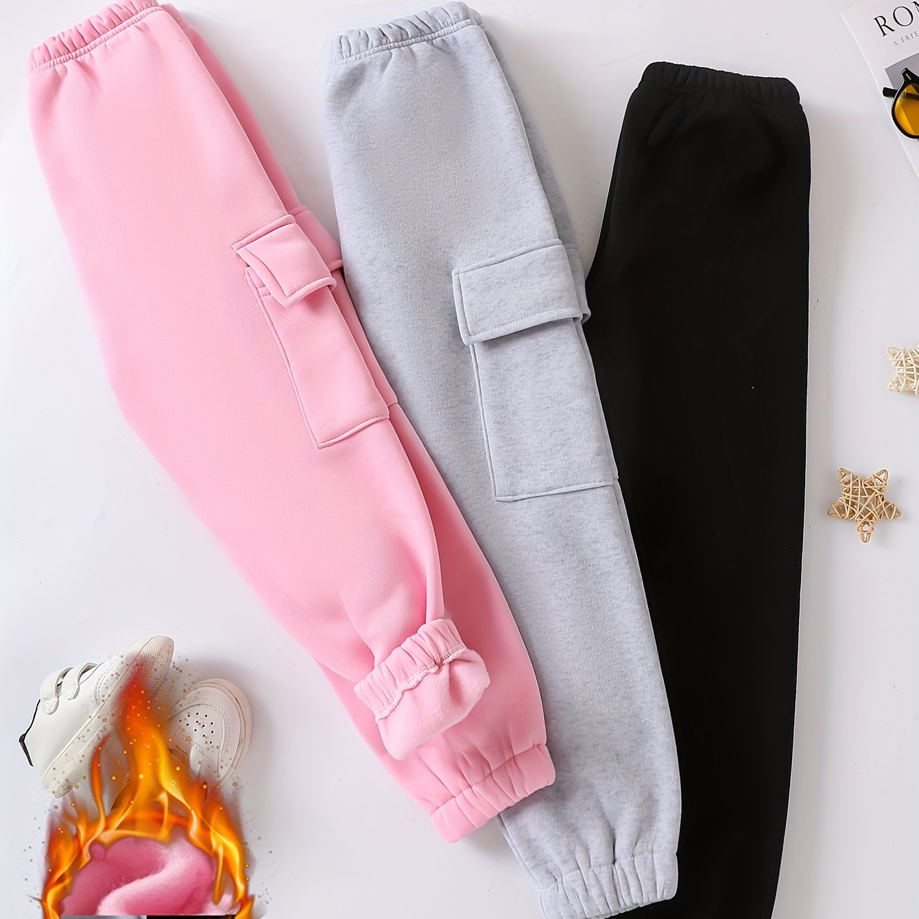 

' 3pcs Fleece-lined Pants - , , For , For