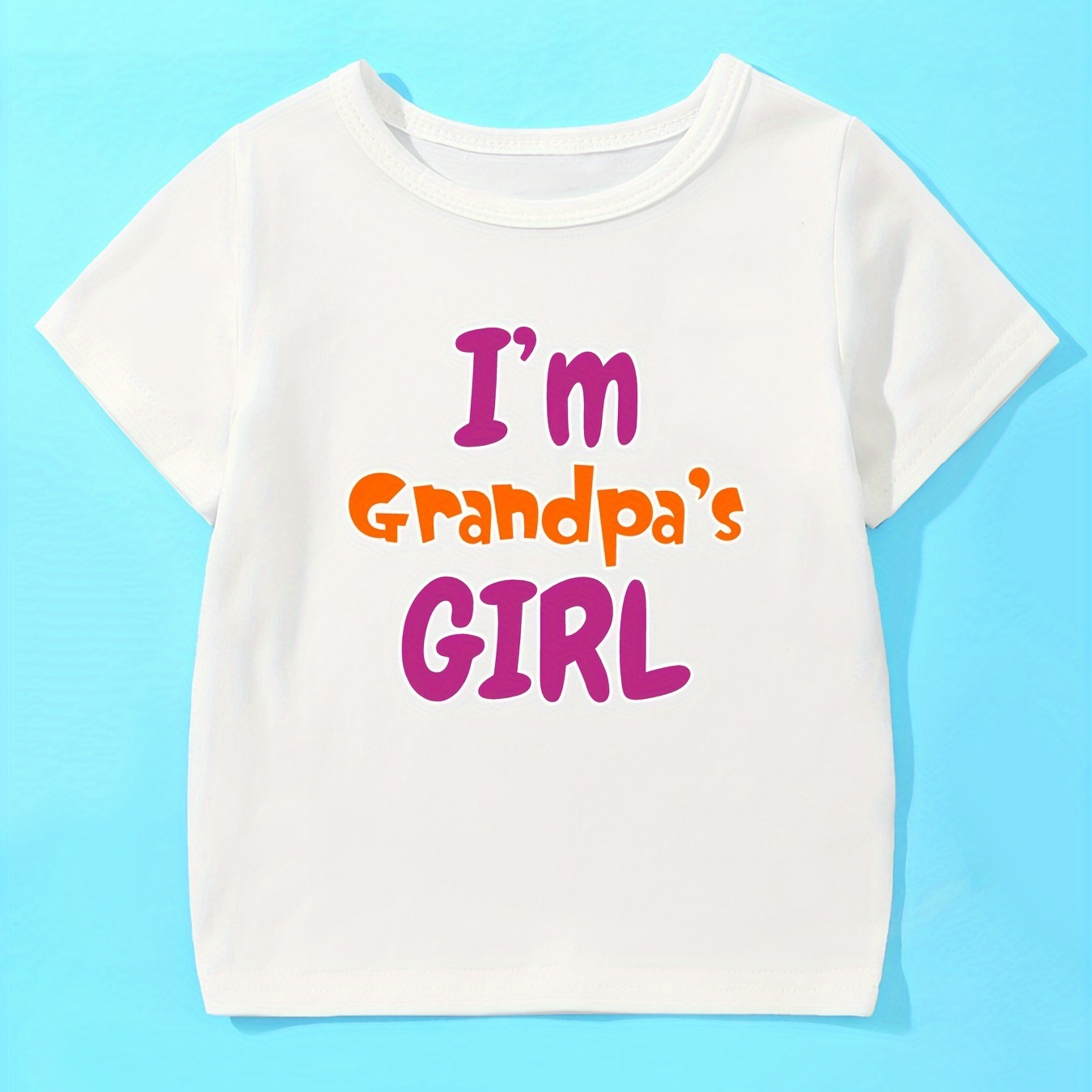 

I'm Grandpa's Girl Print, Baby Girls' Comfy 95% Cotton Short-sleeve T-shirt Pullover For Spring And Summer For Outdoor Activities