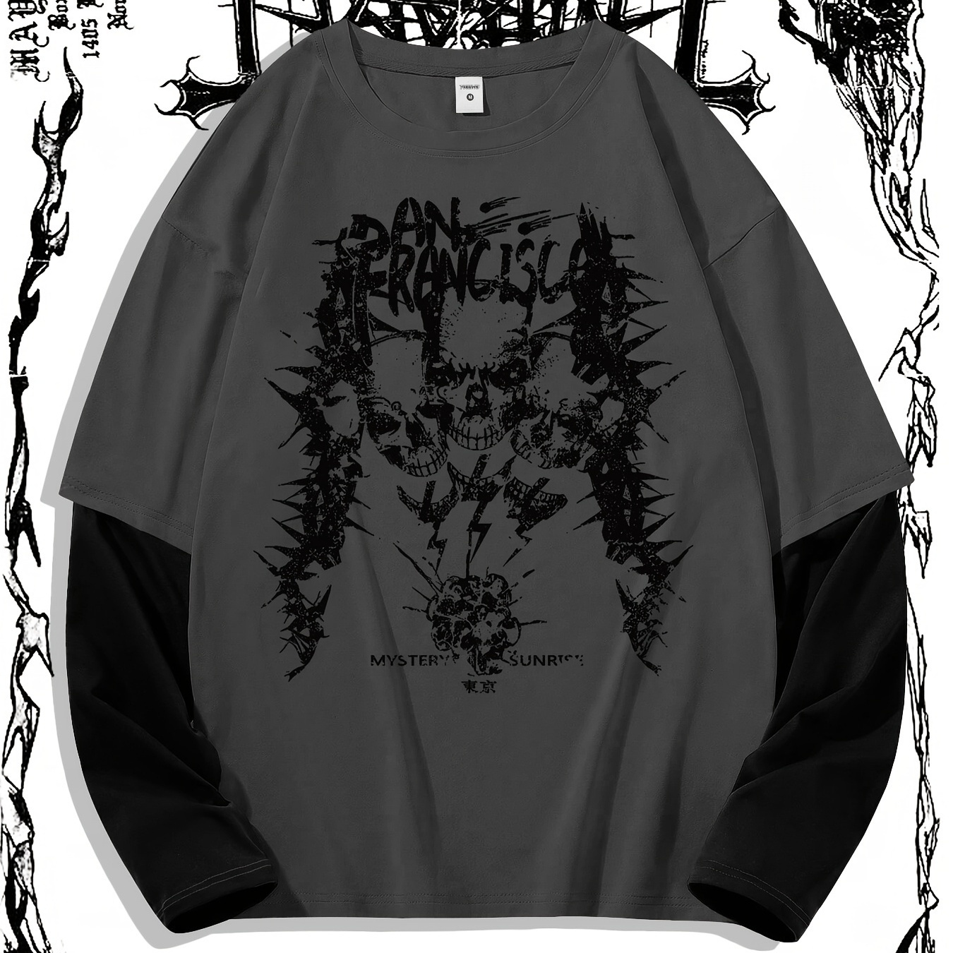 

Dark Skull Print Trendy Men's T-shirt, Crew Neck Short Sleeve Tops, Graphic Tee Men's Clothes Summer, Men's Outfits