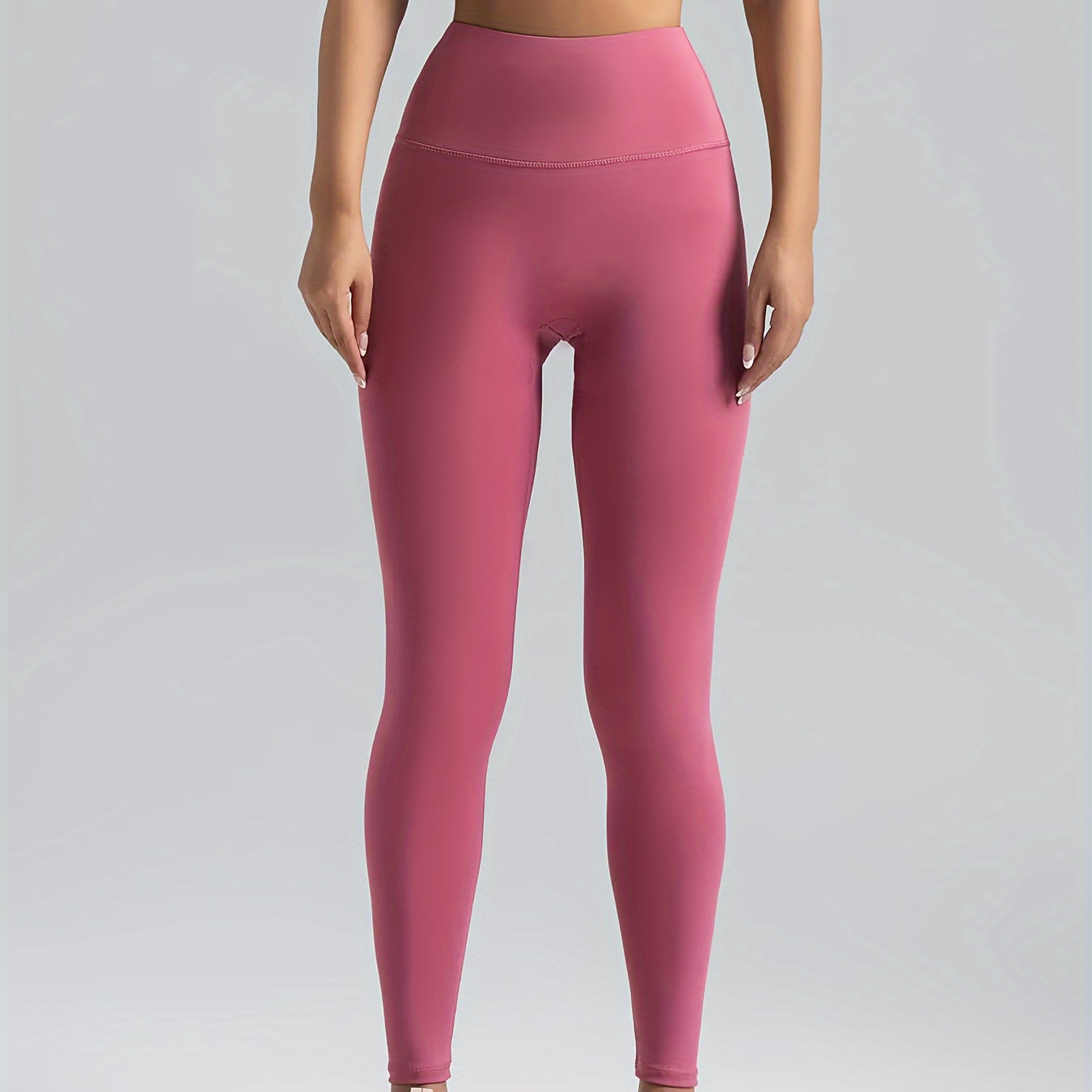 

Leggings de yoga unis en couleur unie, pantalons de yoga de base ajustés et extensibles, vêtements de sport pour femmes