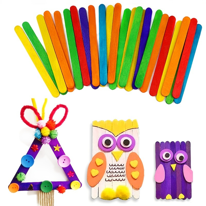 100Pcs Jumbo Wooden Craft Sticks Wooden Popsicle Craft Sticks Stick 6” Long  X 3/4”Wide Treat Sticks Ice Pop Sticks for DIY Crafts，Home Art Projects,  Classroom Art Supplies