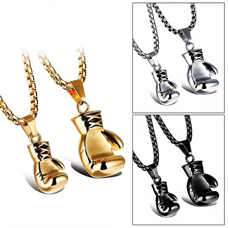 

1pc Men's Boxing Gloves Pendant Necklace, Punk Stainless Steel Necklace, Father's Day Gift