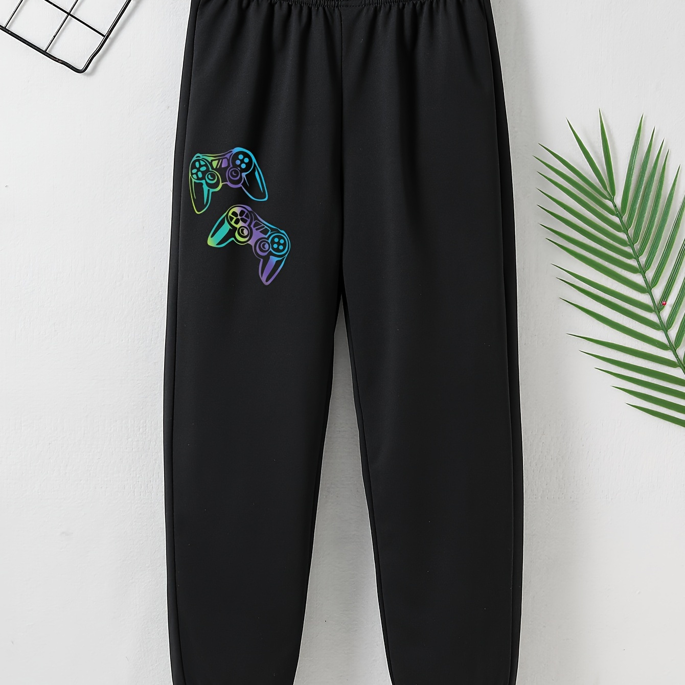 

Gamepad, Letter And Playing Card Print Boys Casual Comfortable Active Sweatpants, Breathable Jogger Sports Pants, Kids Clothes Outdoor For Spring Fall