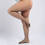 Plus Size Sexy Stockings For 0XL-2XL, Women's Plus Fishnet Solid Stretchy High Rise Reinforced Toe Comfort Pantyhose
