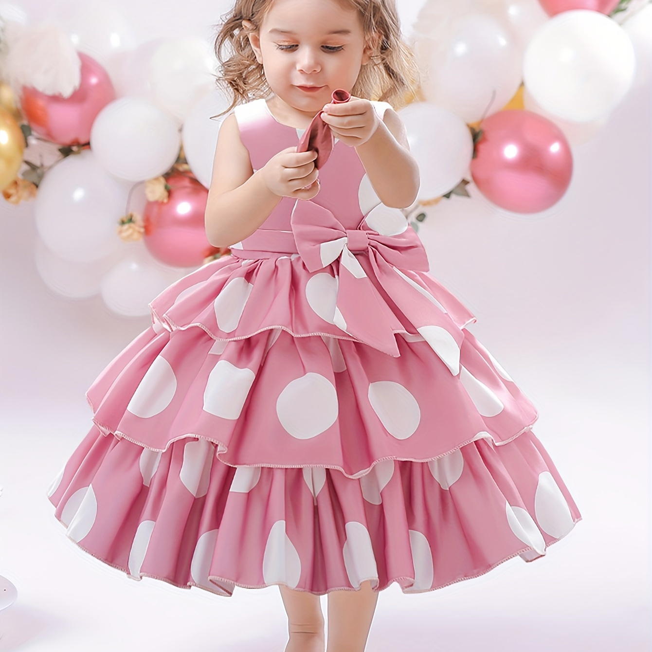 Girls pink polka deals dot dress