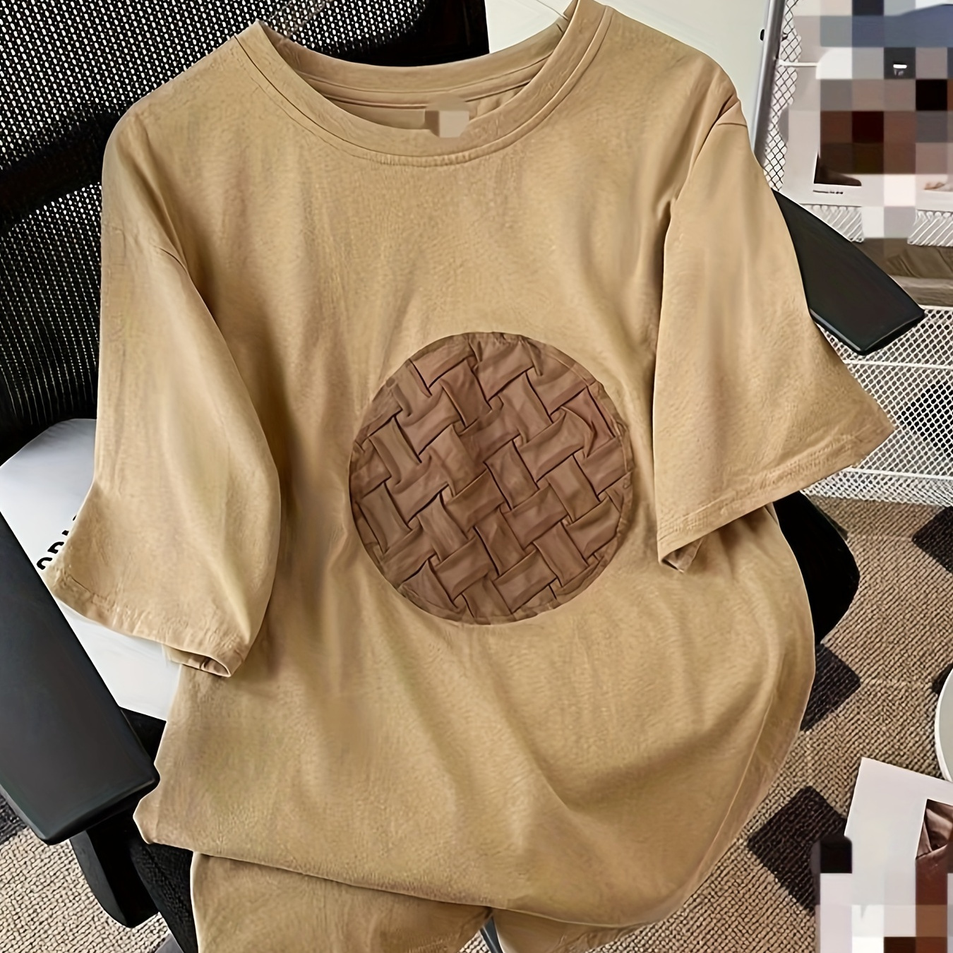 

Graphic Print Crew Neck T-shirt, Casual Short Sleeve Loose Cotton Top For Spring & Summer, Women's Clothing