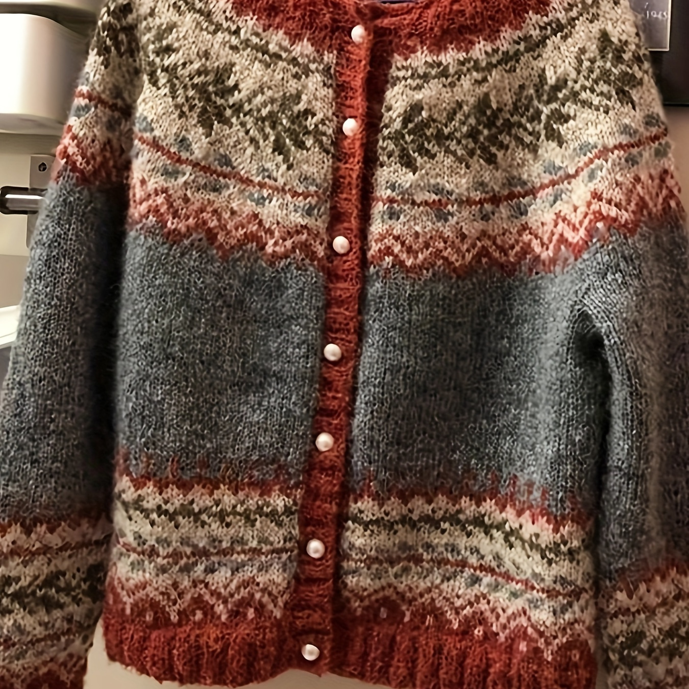 

Cardigan Élégant d'Inspiration Vintage à Boutons - Pull en Confortable avec Motif Végétal, pour , les , les Fêtes & les Professionnelles