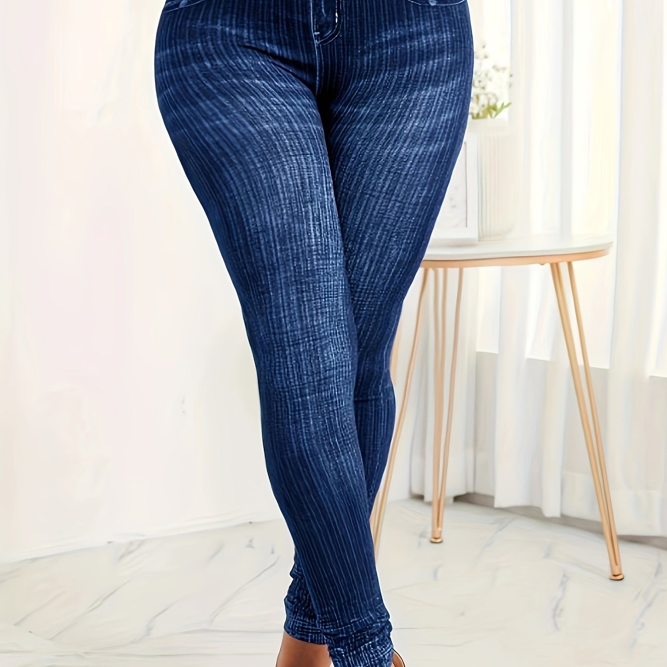 nsendm Womens Pants Female Adult plus Size Leggings for Women 3x Pocket  Casual Women's Full Jeans Tight Pants Leg Length Zipper Solid for Women  (Dark Blue, XL) 