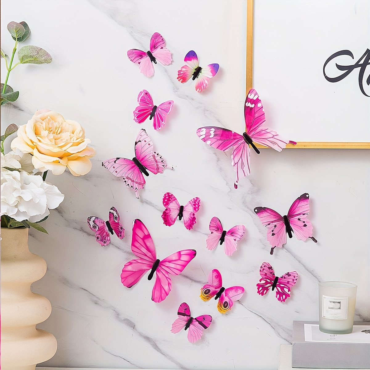 

12pcs 3d Butterfly Wall Stickers Room Decoration Festival Decoration Butterfly Sticker Hollow Butterfly Sticker