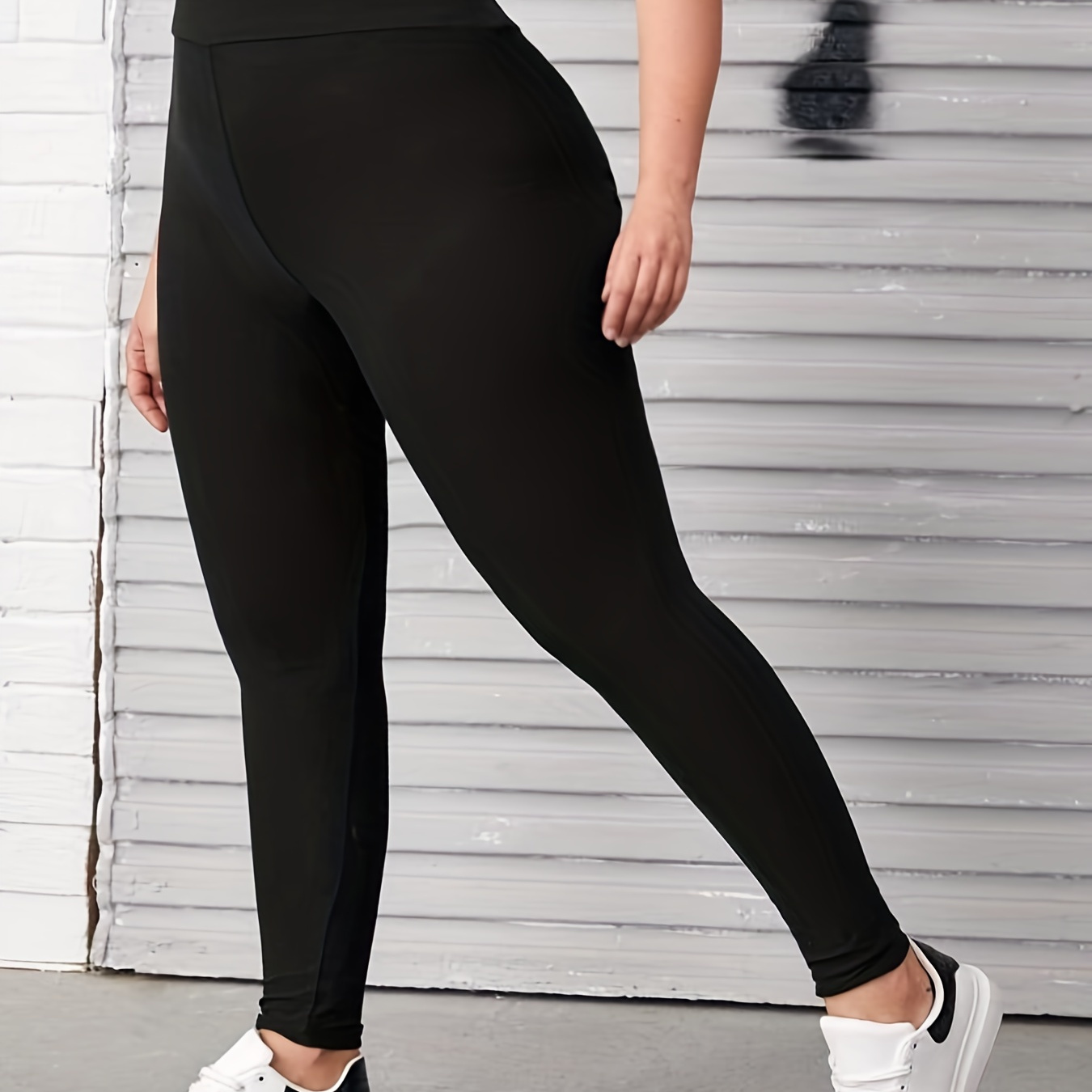 

Plus Size Ultra-stretch Skinny Leggings - Sleek High-waisted, Fit Casual Pants, Polyester & Elastane , Non-see-through, Wear, Machine Washable - Black, Plus Size Pants