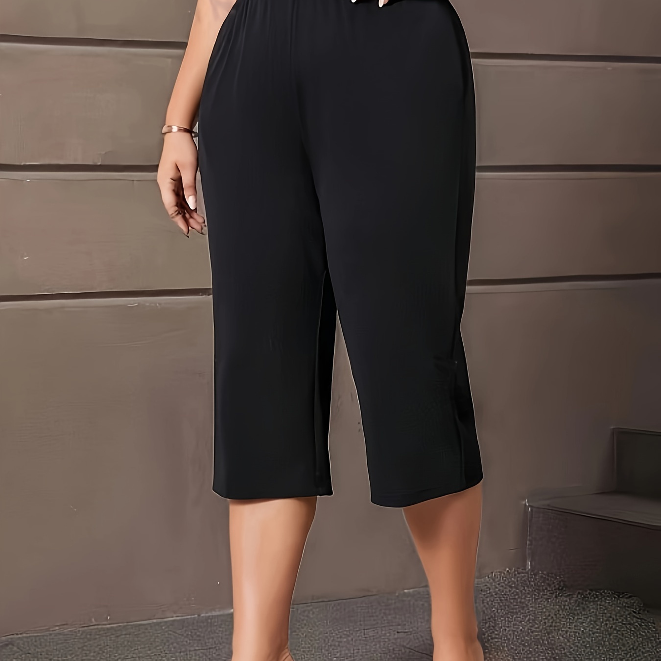 

Pantalons de couleur unie grande taille, pantalons décontractés taille haute pour le printemps et l'été, vêtements grande taille pour femmes