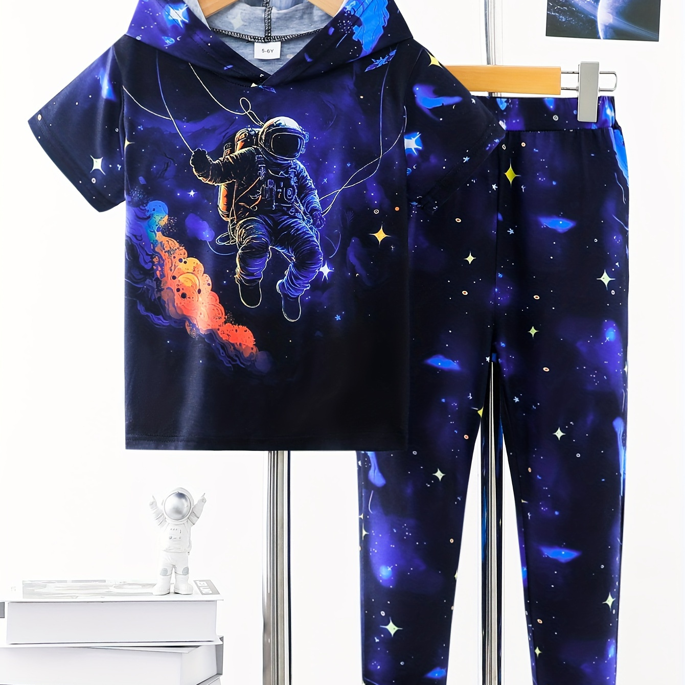 Boy's Astronaut Fishing Print Cute T shirt Clothing Casual - Temu