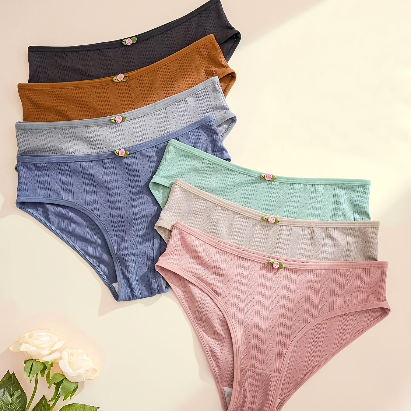 

Lot de 7 culottes sans couture avec nœud, élégantes, confortables, respirantes et extensibles, lingerie et sous-vêtements pour femmes