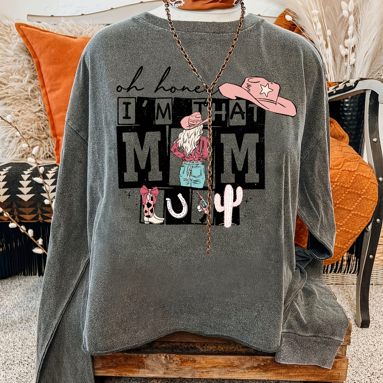 

Women's Casual Crewneck Sweatshirt With " " Print, Polyester Knit Fabric, Spring/fall Collection