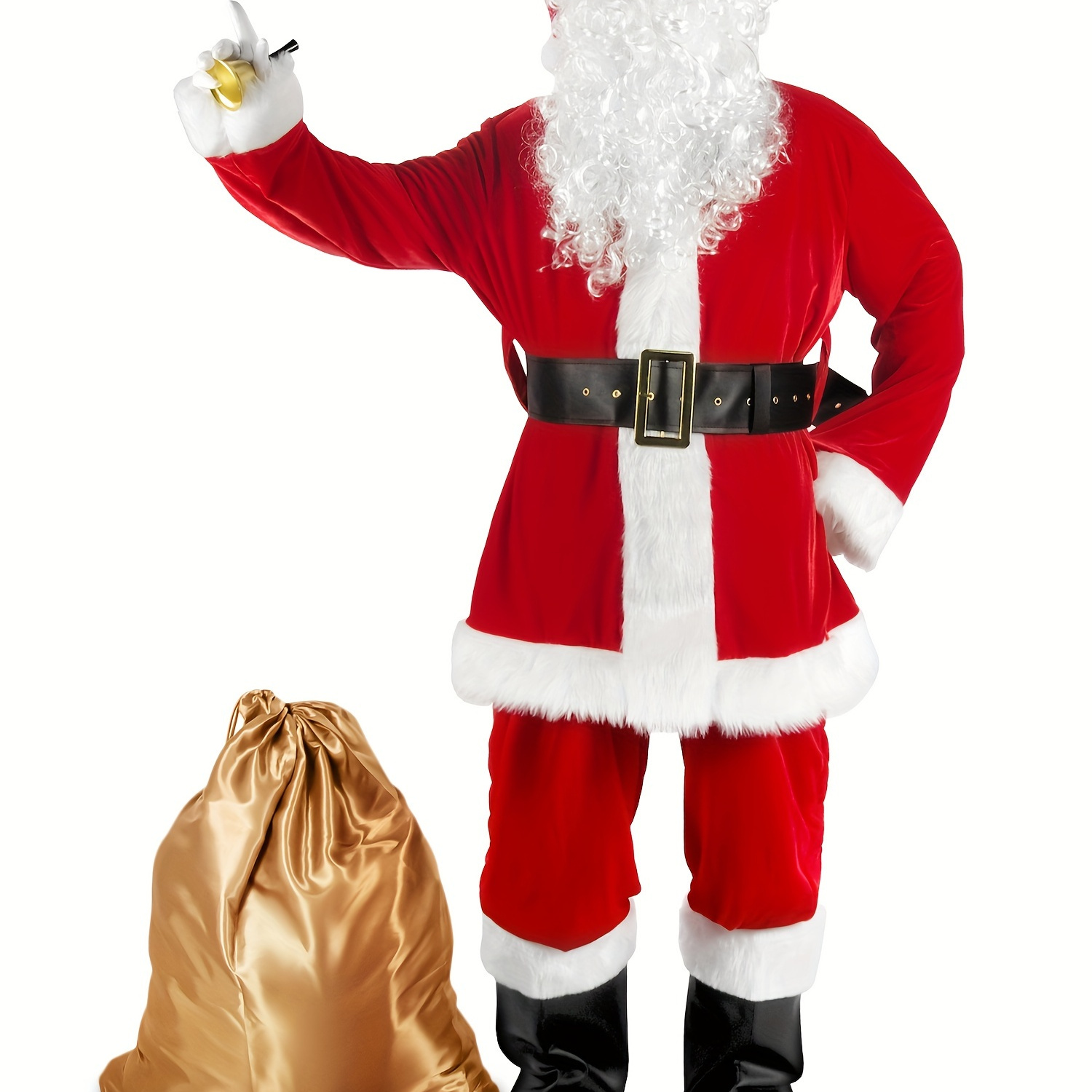 

Santa Claus Costume For Men 11pcs Set Adult Santa Suit Christmas Deluxe Velvet Xmas Cosplay Holiday Outfit