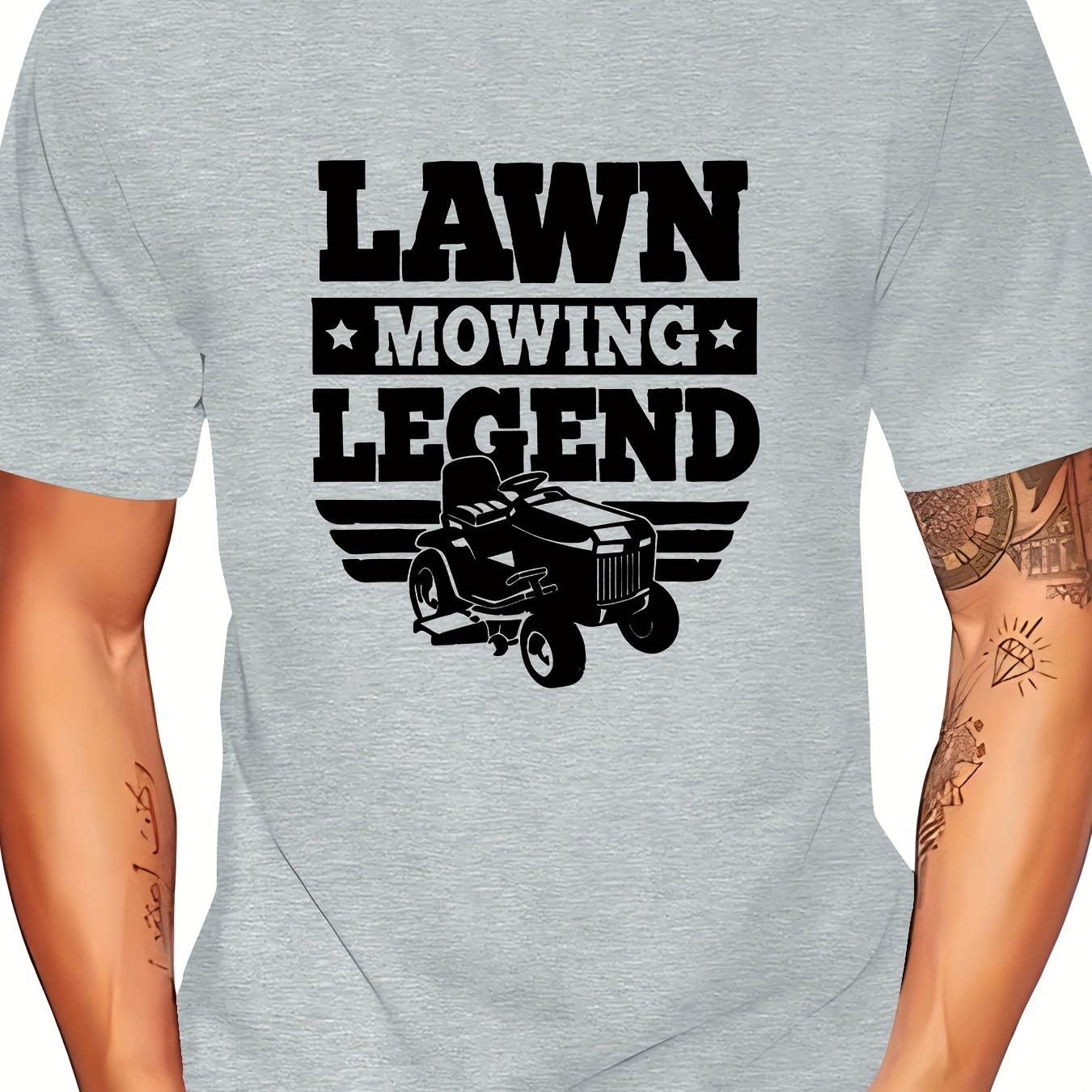 

Lawn Mowing Legend Print T Shirt, Tees For Men, Casual Short Sleeve T-shirt For Summer