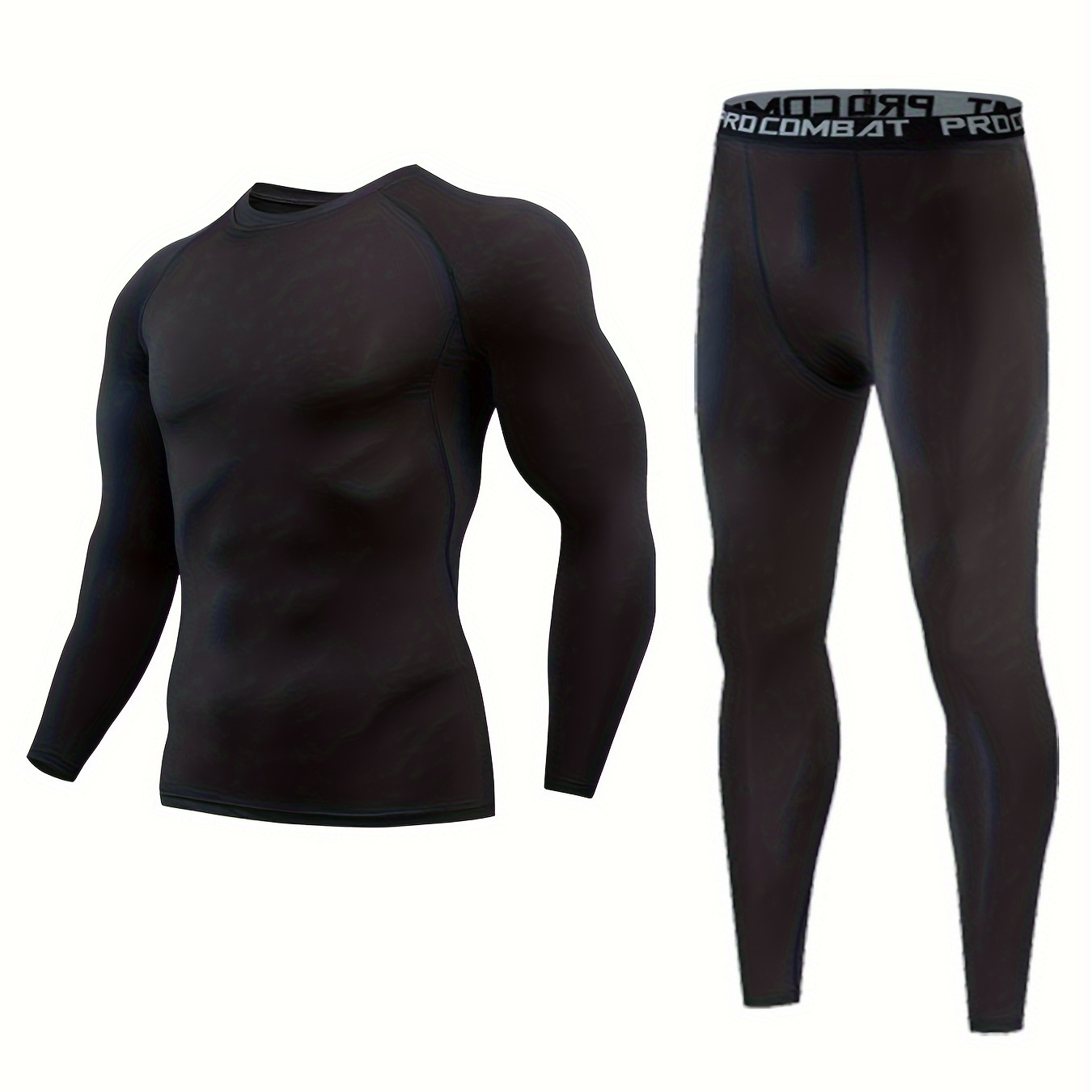 

Men's Thermal Long Sleeve Compression Set: Quick Dry & Moisture Wicking Sportswear For Maximum Performance