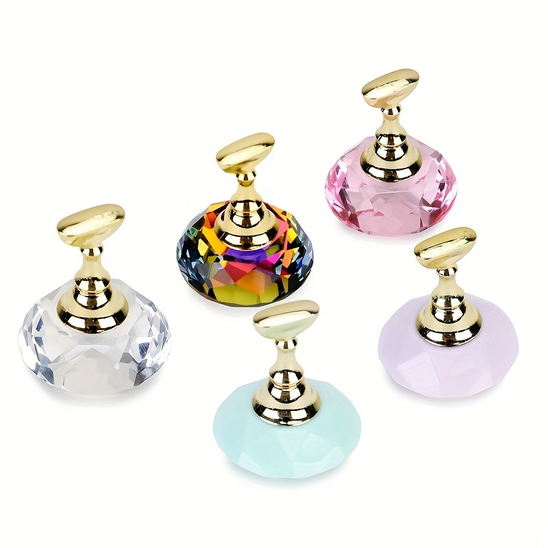 

1 Pcs Magnetic Nail Holder + 5 Tips Practice Training Display Stand Crystal Holders Alloy False Nails Showing Shelf Manicure Tools