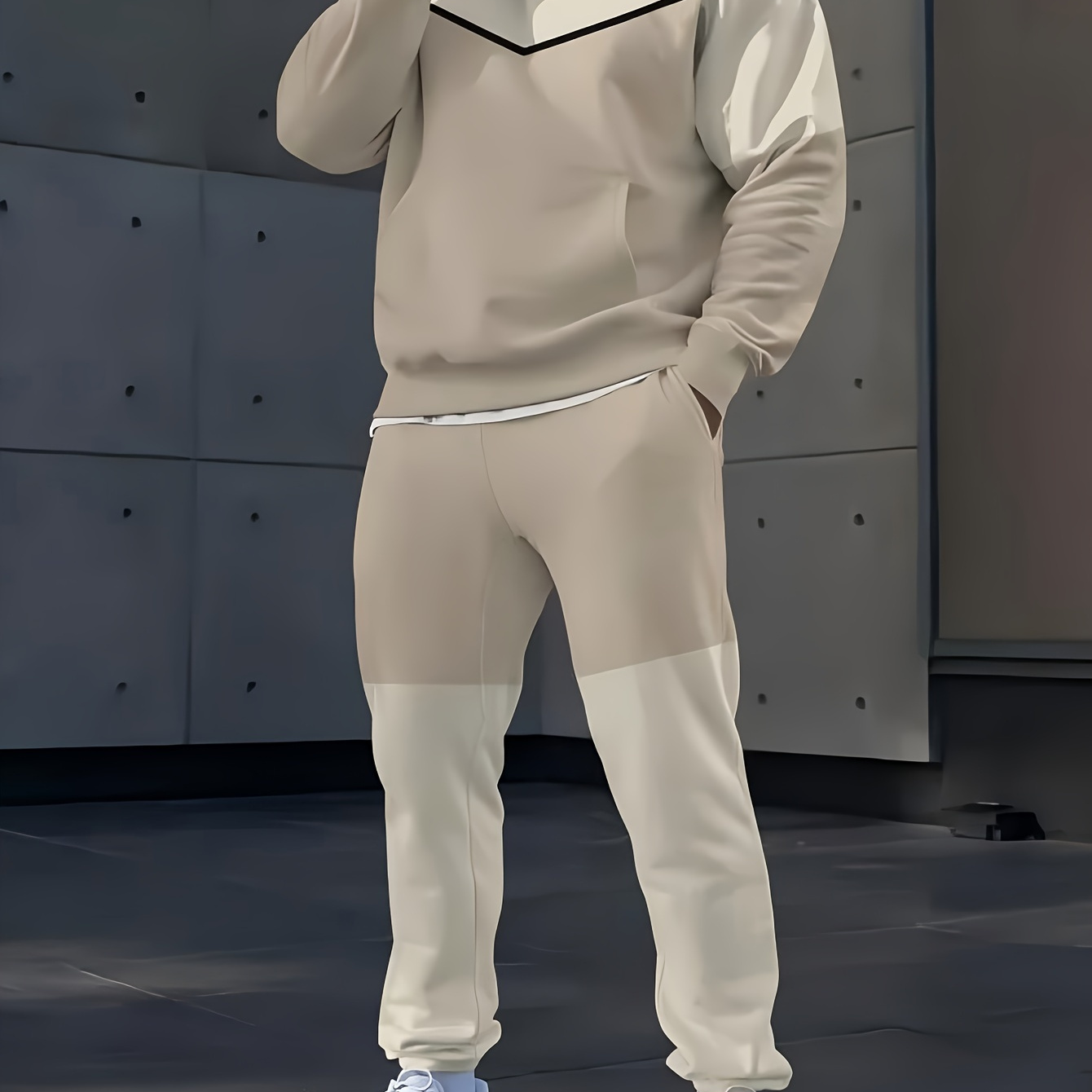 

2pcs Set Of Sports Suit Hooded Sweatshirt + Drawstring Pants Men' Hoodie Running Suit Men's And Women's Brand Autumn And Winter