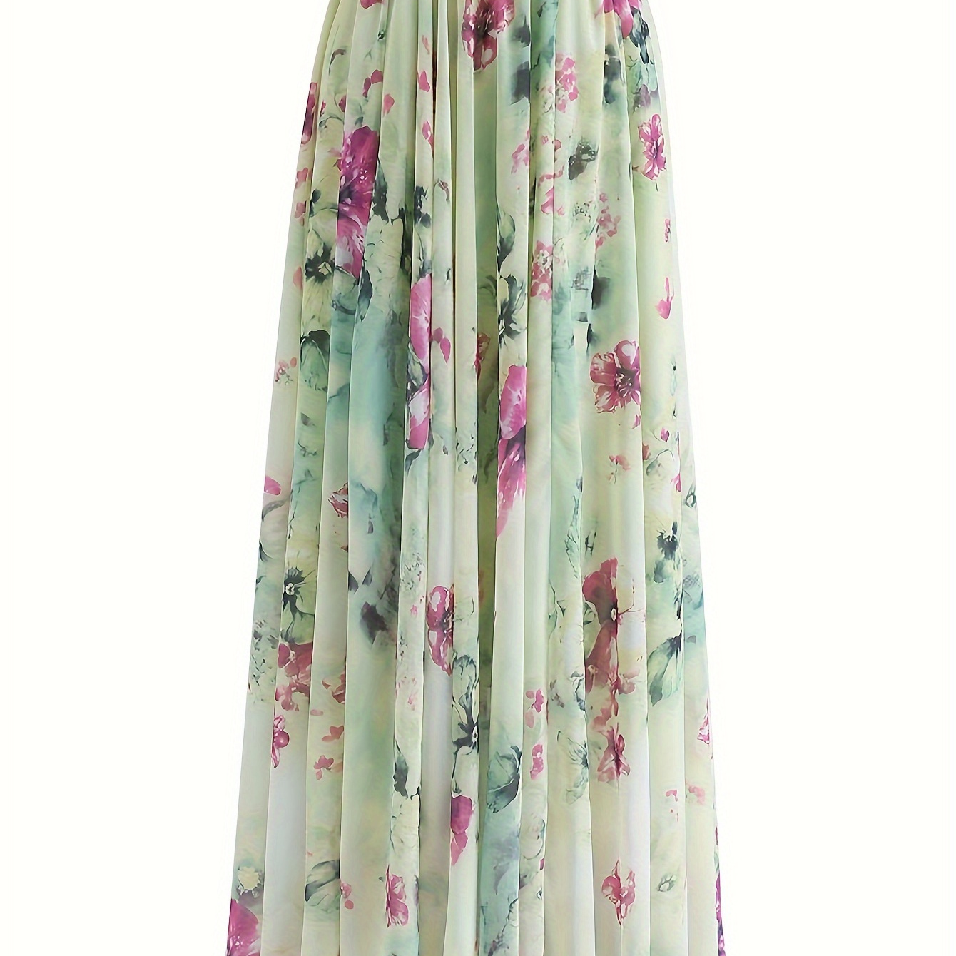 

Floral Print Elastic Waist Skirt, Elegant Skirt For Spring & Summer, Women's Clothing