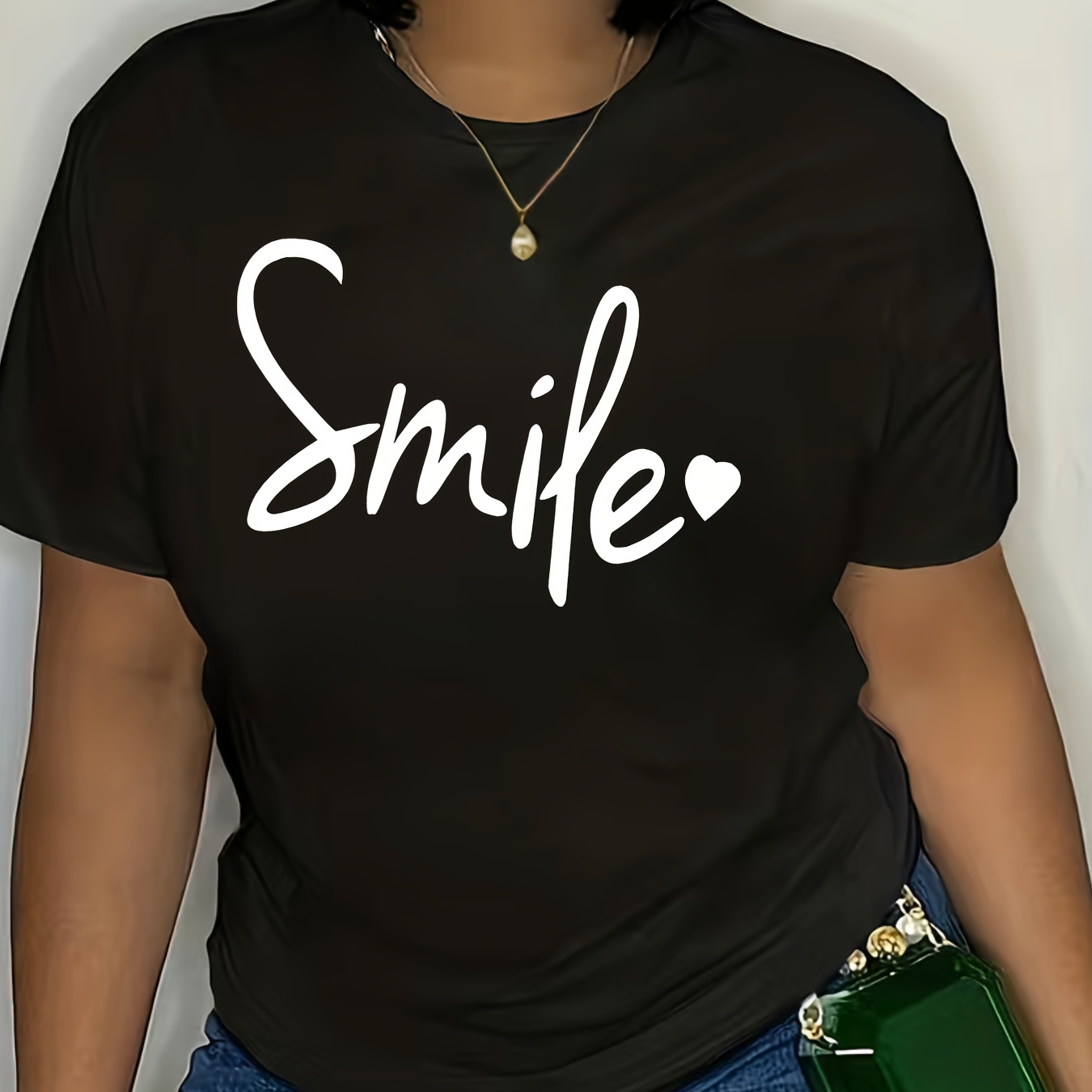 

Plus Size Letter Print T-shirt, Casual Crew Neck Short Sleeve T-shirt, Women's Plus Size clothing