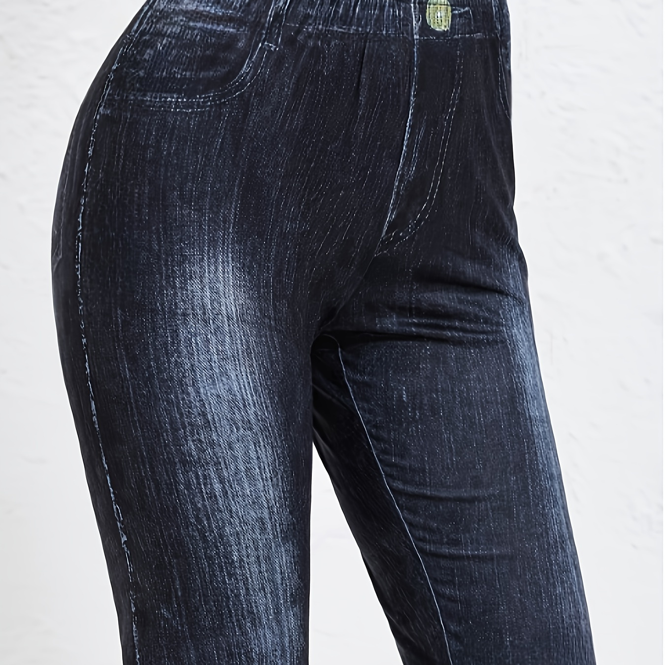 

Shorts en jean imprimé faux denim, taille haute décontractée pour le printemps et l'été, vêtements pour femmes