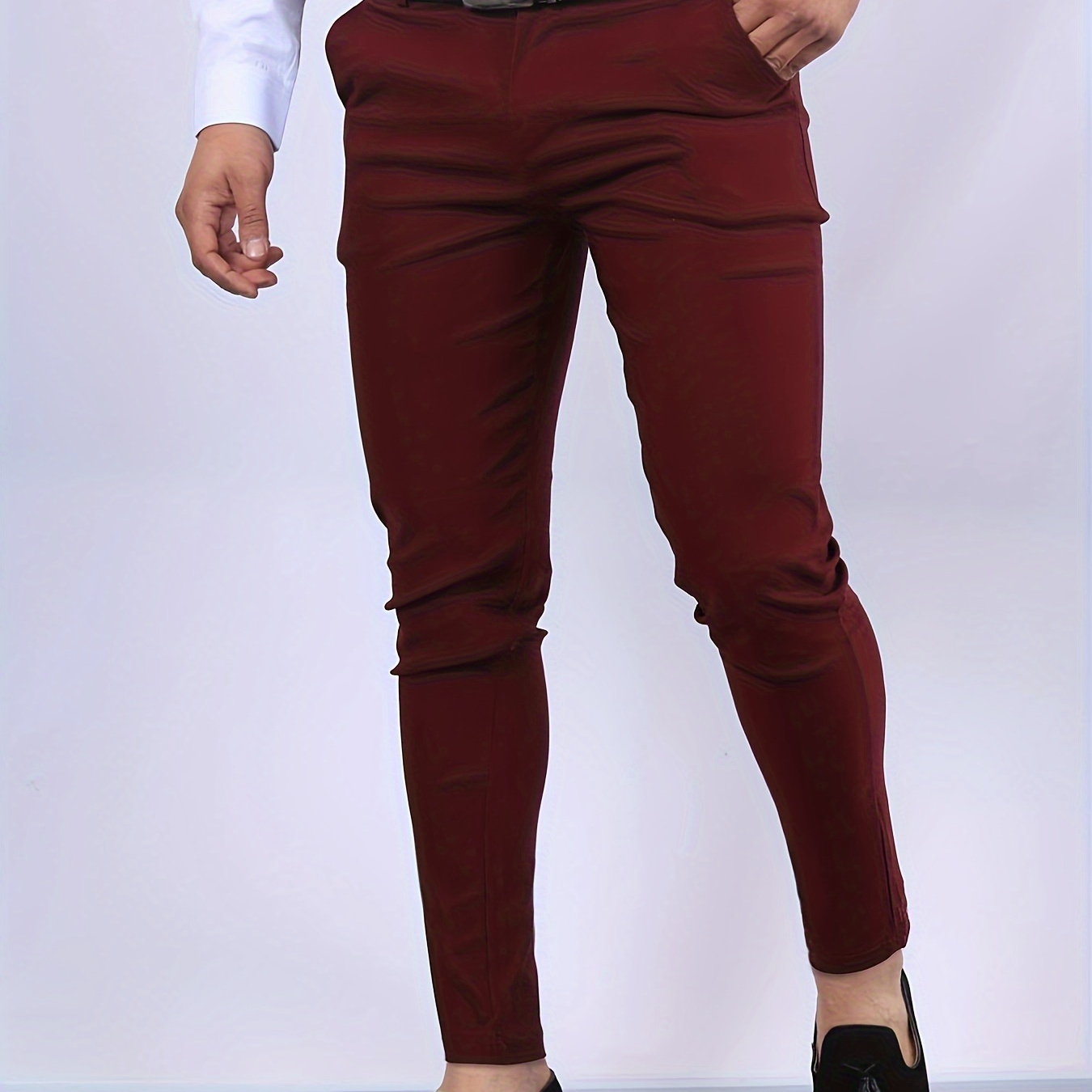 

Slim Fit Elegant Slacks, Men's Casual Vintage Style Slightly Stretch Dress Pants For All Seasons Business Banquet Dinner