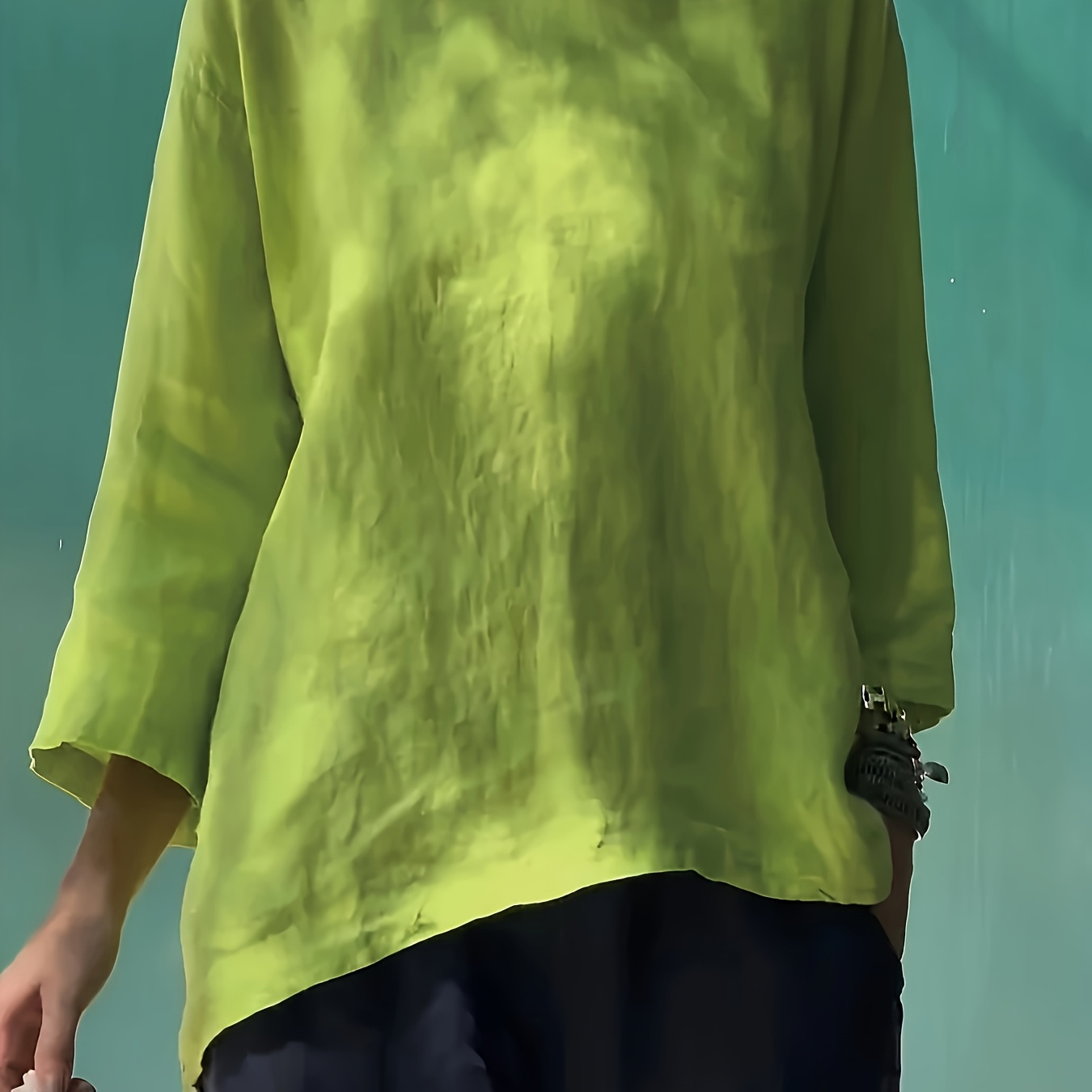 

Size Solid Color Blouse - Casual Crew Neck, Long Sleeve, Non-stretch Polyester - Machine Washable - Spring/summer/fall