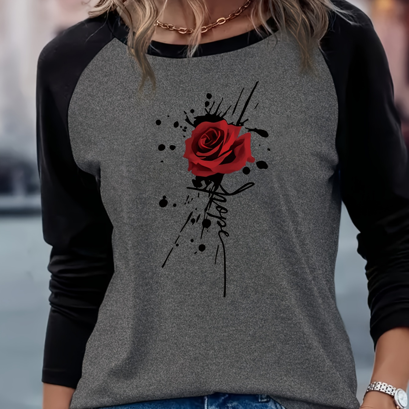 

Women's Long Sleeve Raglan T-, Polyester , Round , Regular Fit, All-, Graphic , , Sleeve Length: Long, No ,