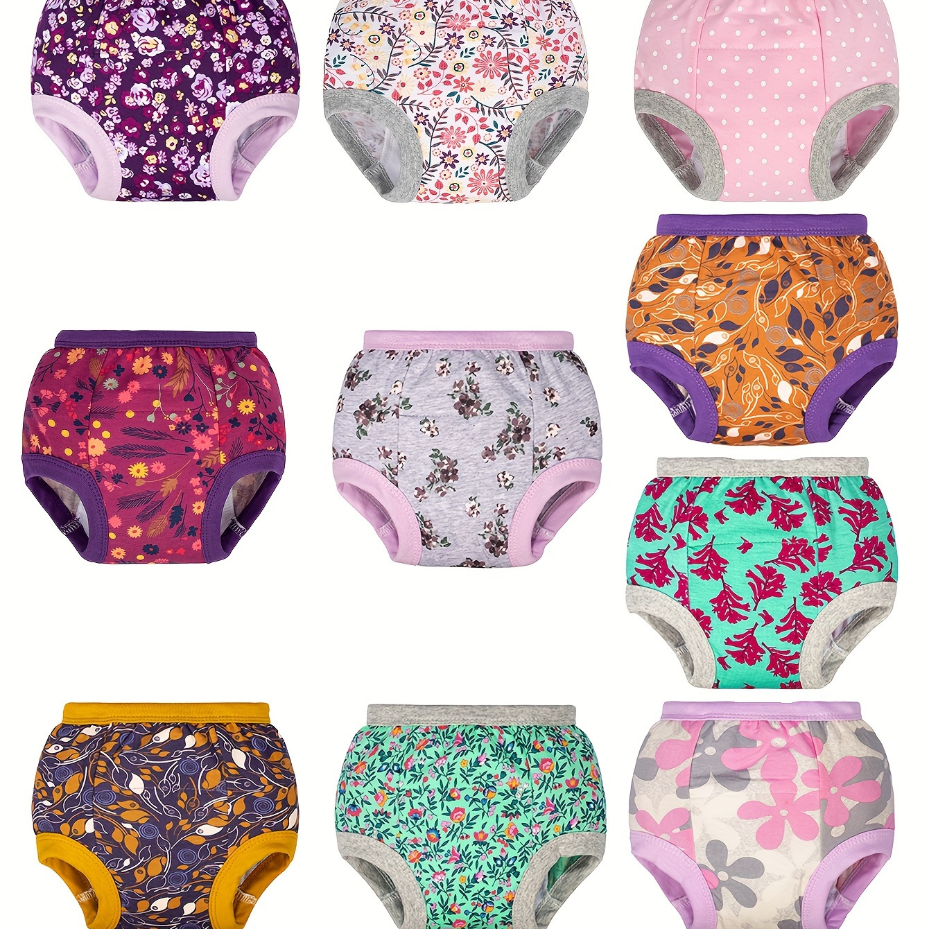 

Potty Training Underwear - 10 Pack, 100% Cotton Absorbent Toddler Pee Pants For Girls