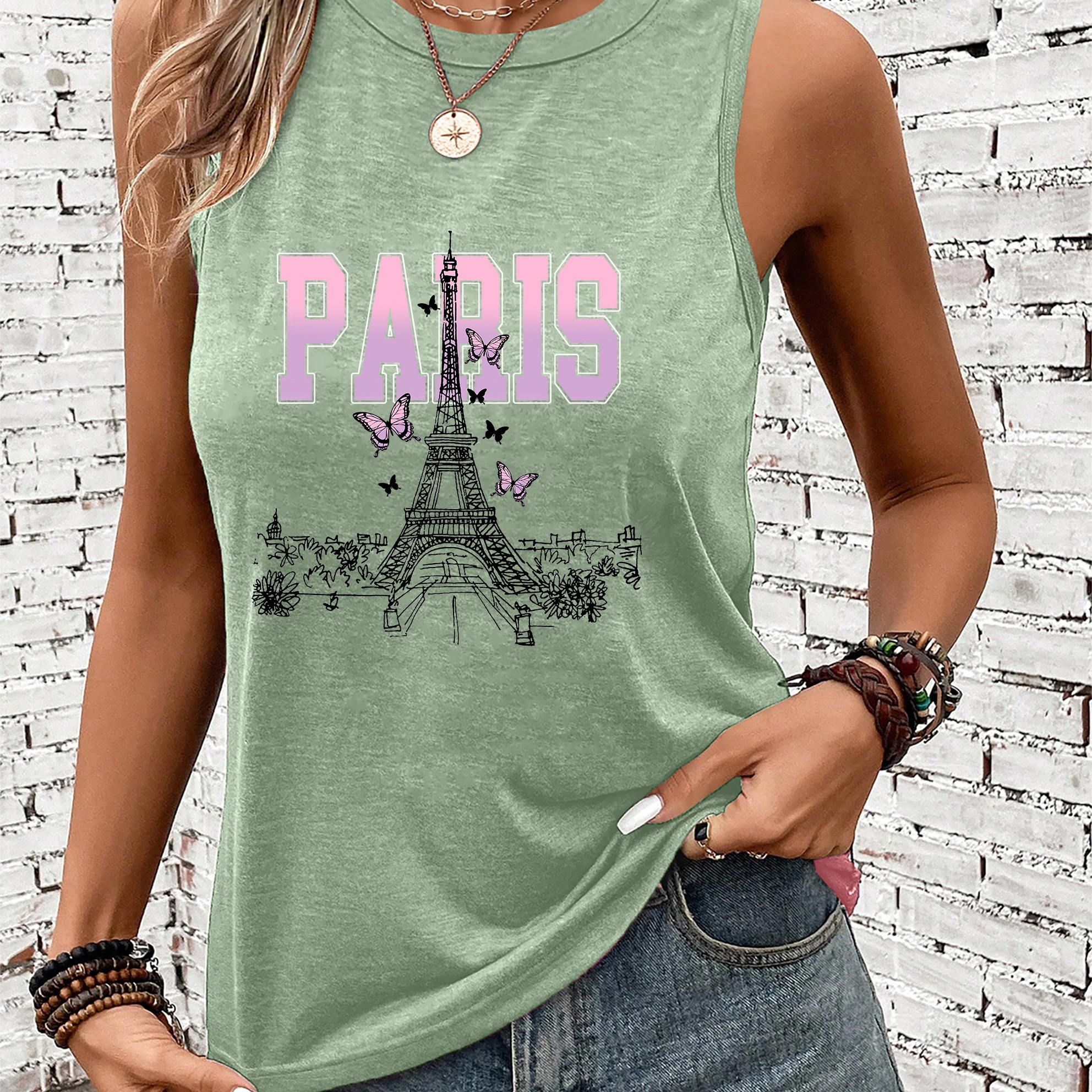 

Letter Print Vest Spring And Summer Sleeveless Casual Top Women's Clothing
