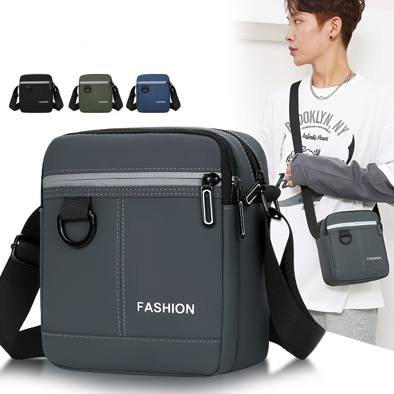 1pc Men's Simple Casual Messenger Bag Lightweight Multi Layer Shoulder ...
