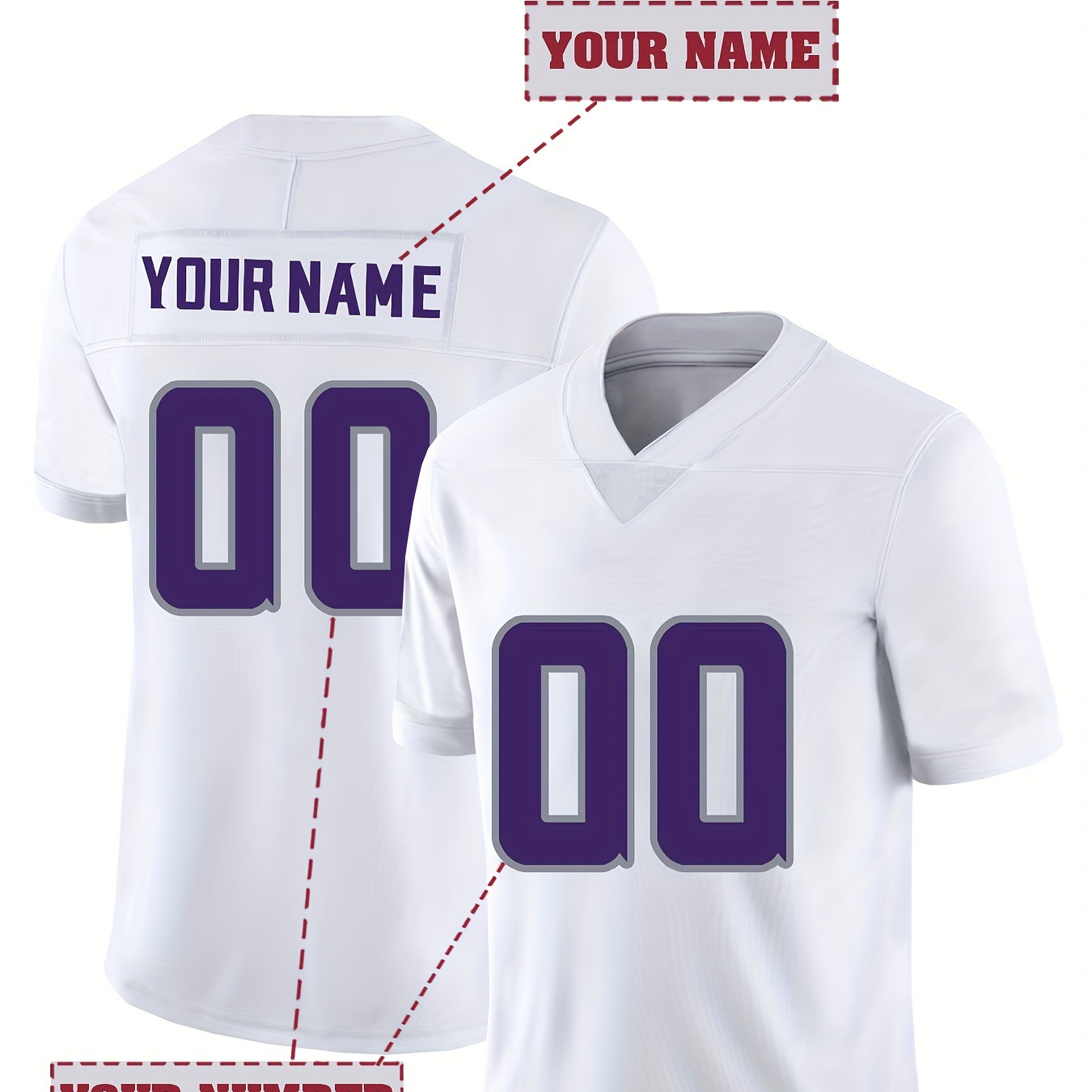 

Customized Name And Number Embroidery, Men's Short Sleeve Football Jersey, Daily Outdoor Leisure Sports Shirt