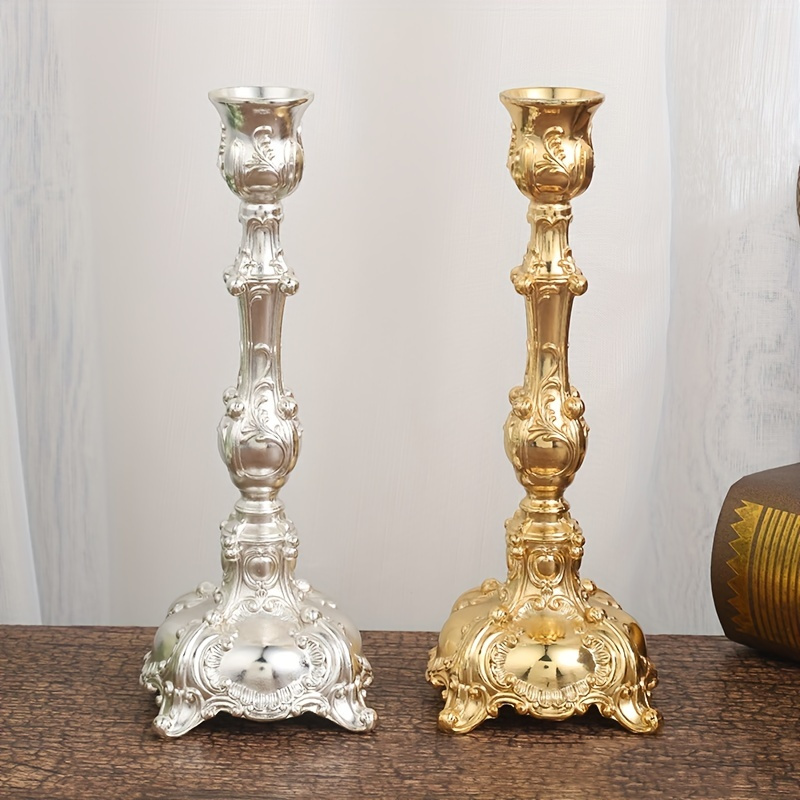 Three Antique Brass Pricket Gothic Church Candle Sticks Holders