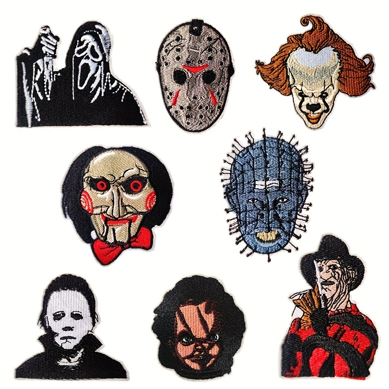 8pcs Halloween Iron On Patches - Embroidered Applique for DIY Crafts, Clothing, and Accessories - Spooky Decorations for Jackets, Jeans, Hats, and Backpacks