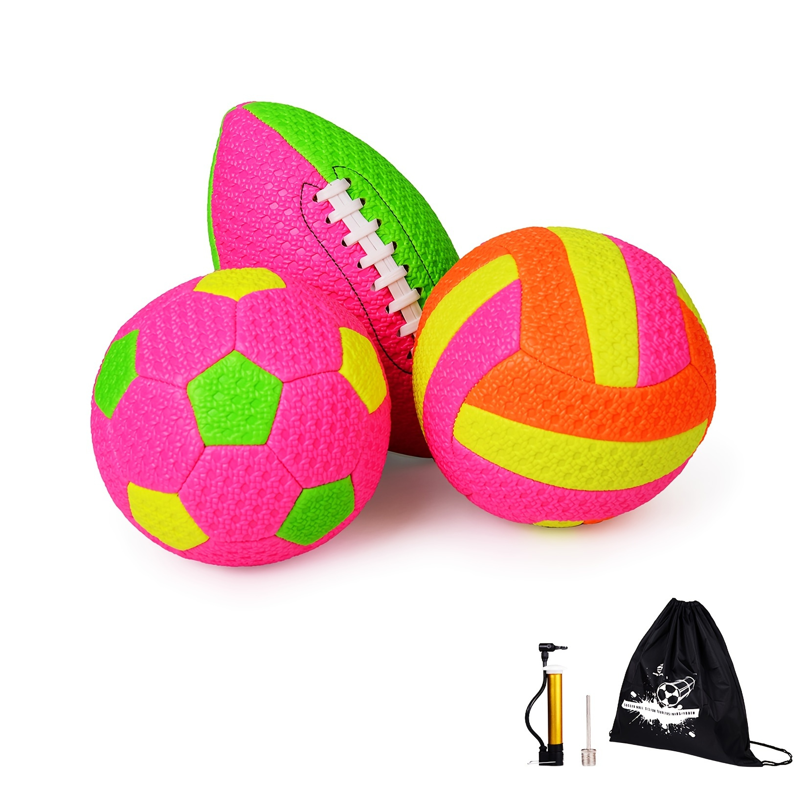 : 6 Pcs Sport Balls Multi Sport Ball Set Official Size Football,  Basketball, Soccer, Volleyball, Playground Ball, Baseball with Sports  Equipment Bag and Pump for Youth Adults Sport Gift (Classic Style) :