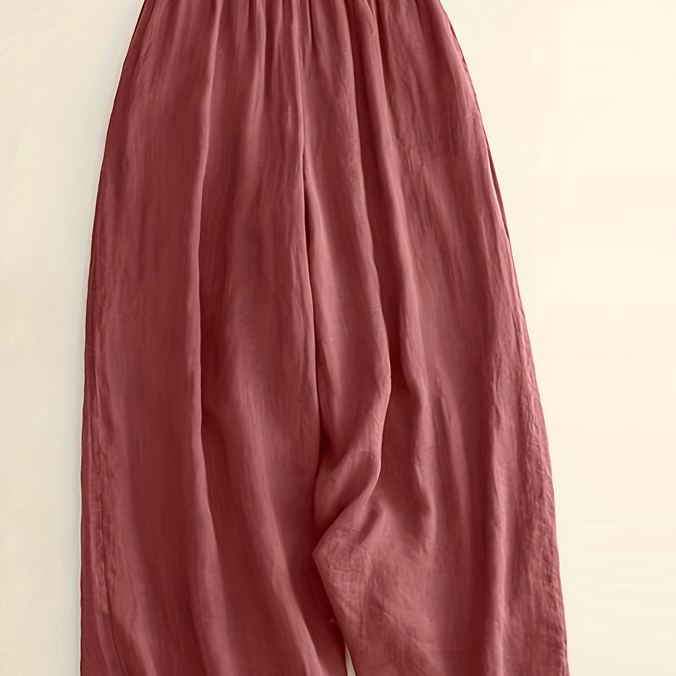 Solid Simple Palazzo Pants Casual Wide Leg Elastic Waist - Temu