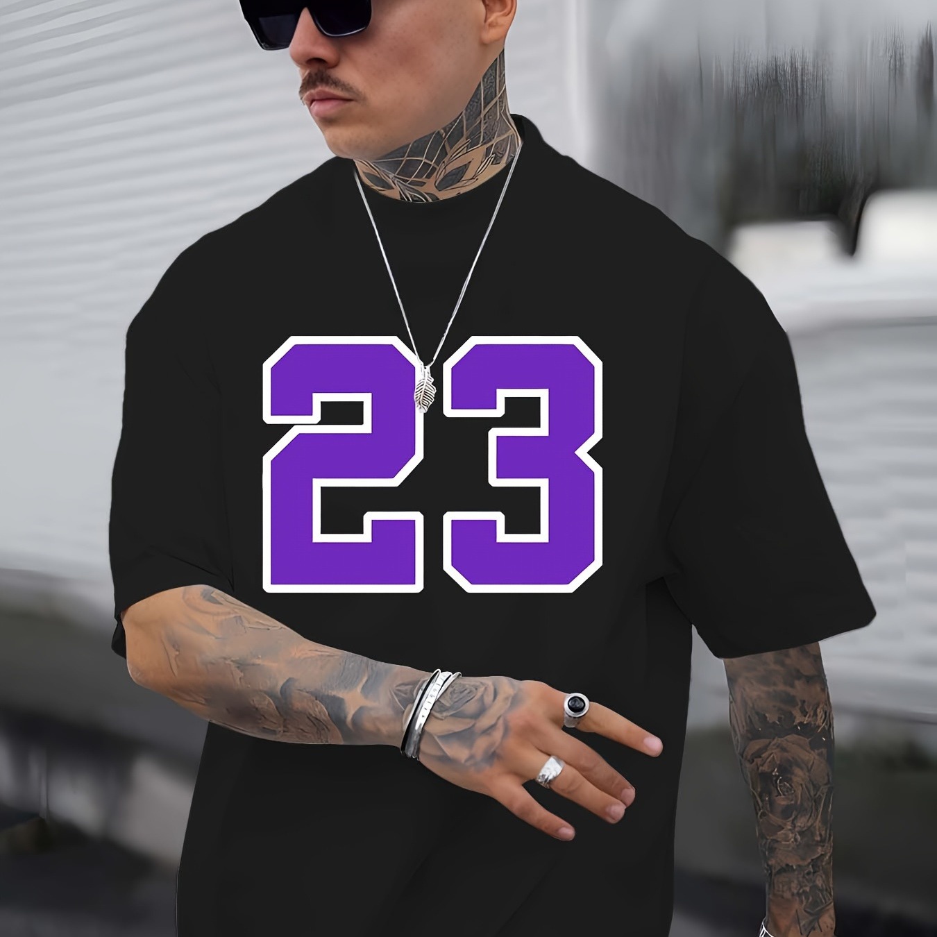 

Men's Casual Crew Neck Graphic T-shirt With Stylish Number Print, Trendy Short Sleeve Top For Summer