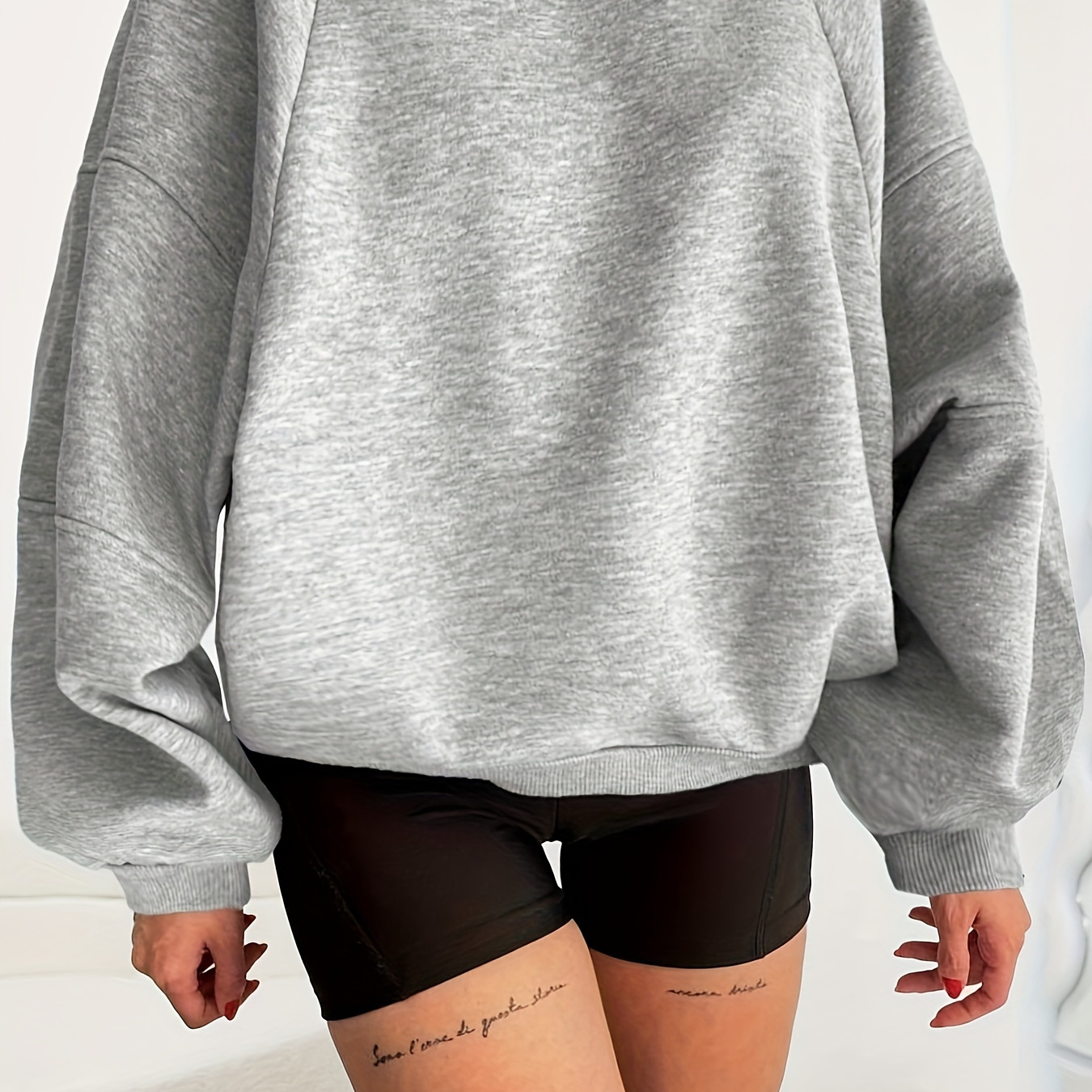 

Women's Casual Sweatshirt With Long Sleeves, Polyester 100%, Solid Color, Round Neck, Regular Fit, Knit Fabric, Pullover Style For Daily And - Autumn/winter Collection