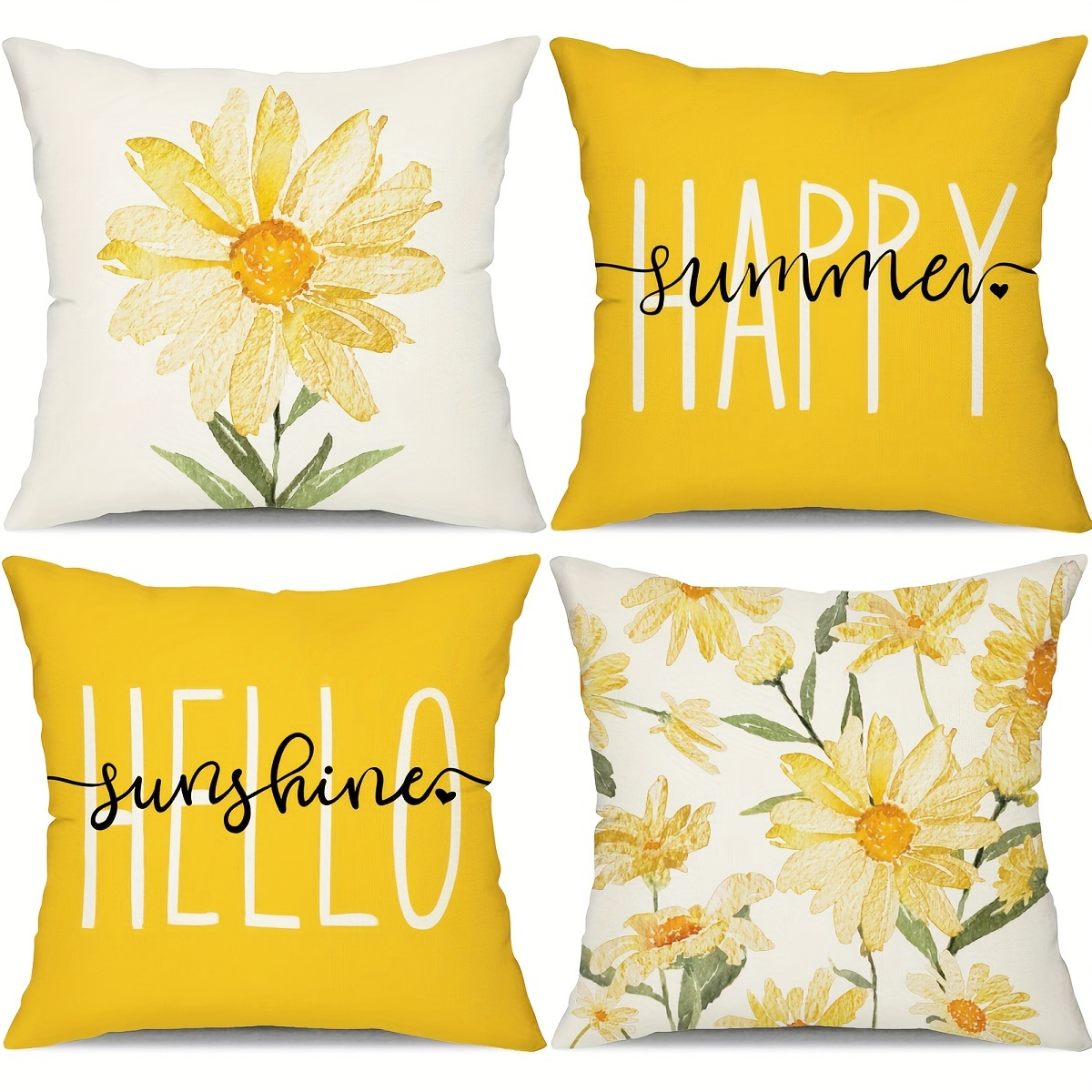 

4pcs/set Summer Flowers Printed Throw Pillow Cover - Soft And Stylish Cushion Pillow Case For Sofa, Bed, Car, And Living Room - Perfect Home Decor And Room Decor Accessory - 45cm X 45cm