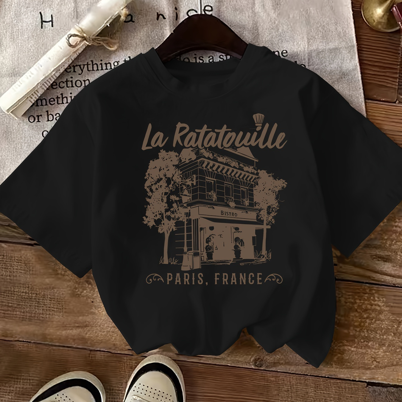 

Letter Print Short Sleeve, Casual Short Sleeve Round Neck T-shirt, Women's Clothing