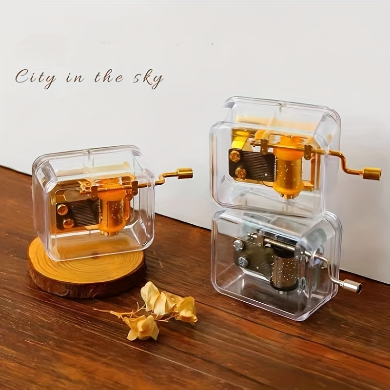 Clear Hand Crank Music Box, Acrylic Musical Ornaments