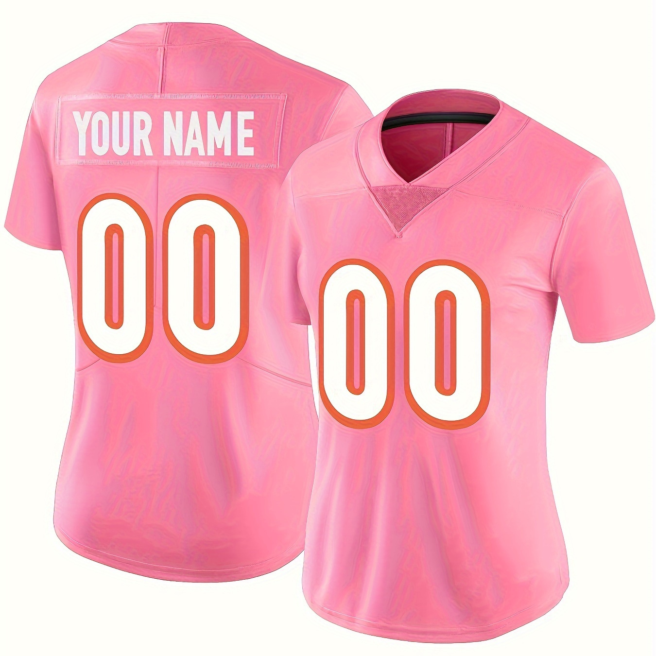 

Customizable Women's Football Jersey - Embroidered Name & Number, V-neck, Short Sleeve, Polyester - Perfect For Sports & Outdoor Activities, Machine Washable