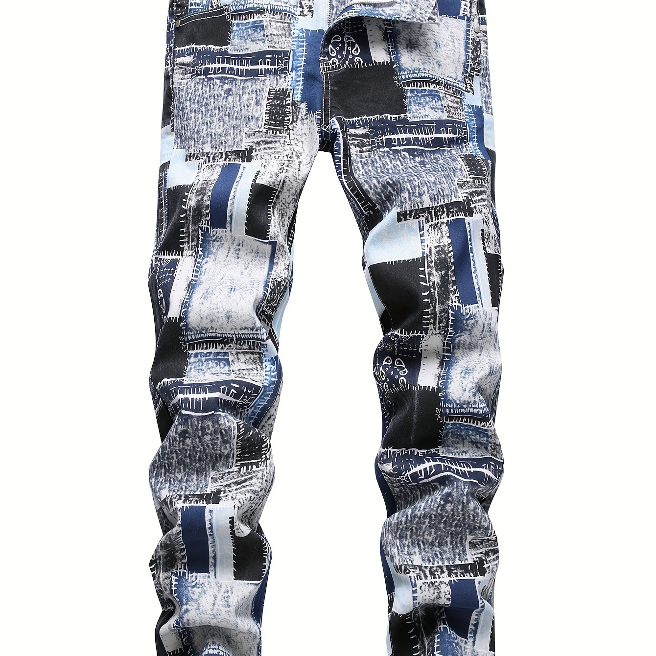 

Men's Casual Skinny Allover Print Jeans, Chic Street Style Stretch Denim Pants